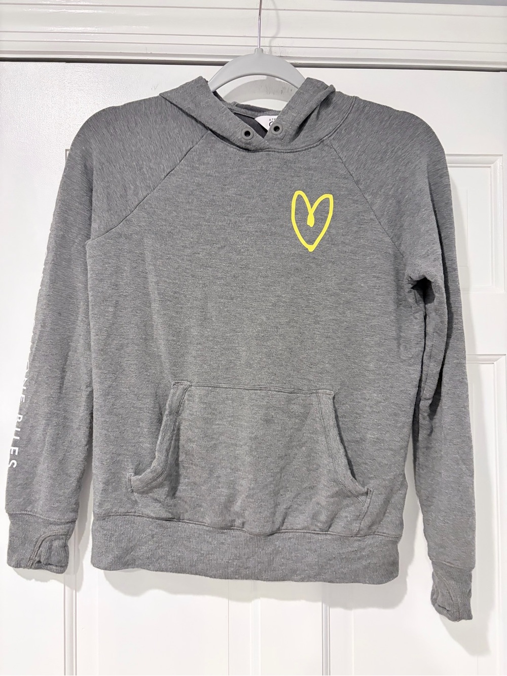 Simone Biles Athleta Girl Gray Hoodie with Yellow Heart